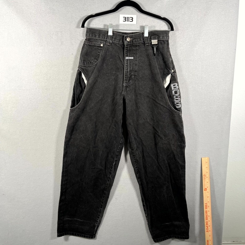 Vintage Boss by IG Design Carpenter Jeans Womens 30x32 Black Straight Streetwear
